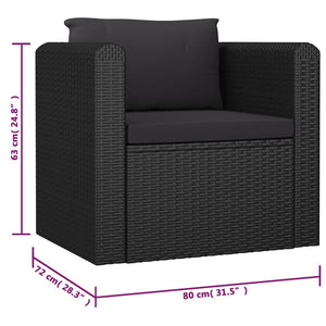 vidaXL 10-Piece Garden Lounge Set with Cushions Poly Rattan Black