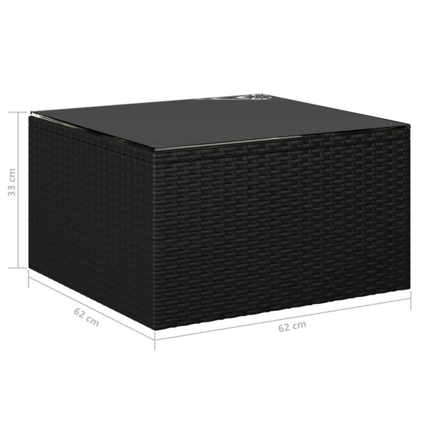 vidaXL 7-Piece Garden Lounge Set with Cushions Poly Rattan Black