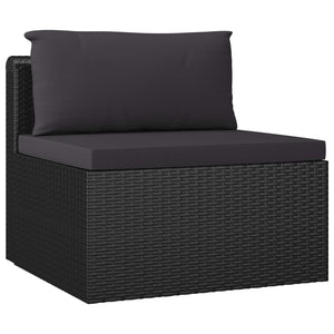 vidaXL 7-Piece Garden Lounge Set with Cushions Poly Rattan Black