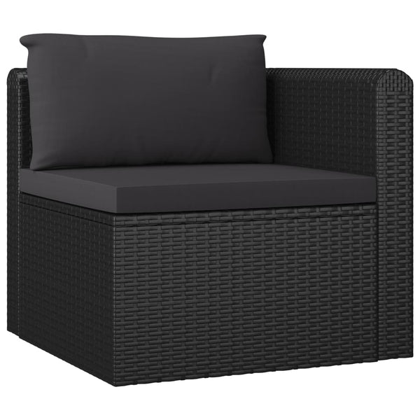 vidaXL 7-Piece Garden Lounge Set with Cushions Poly Rattan Black
