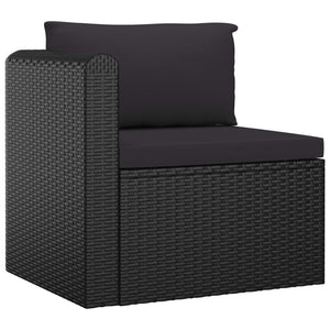 vidaXL 7-Piece Garden Lounge Set with Cushions Poly Rattan Black