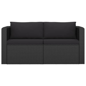 vidaXL 7-Piece Garden Lounge Set with Cushions Poly Rattan Black