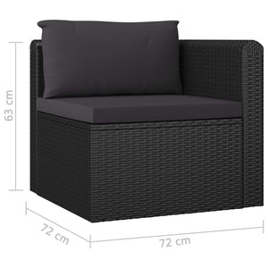 vidaXL 7-Piece Garden Lounge Set with Cushions Poly Rattan Black