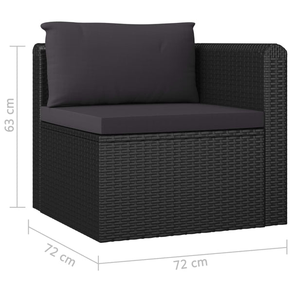 vidaXL 7-Piece Garden Lounge Set with Cushions Poly Rattan Black