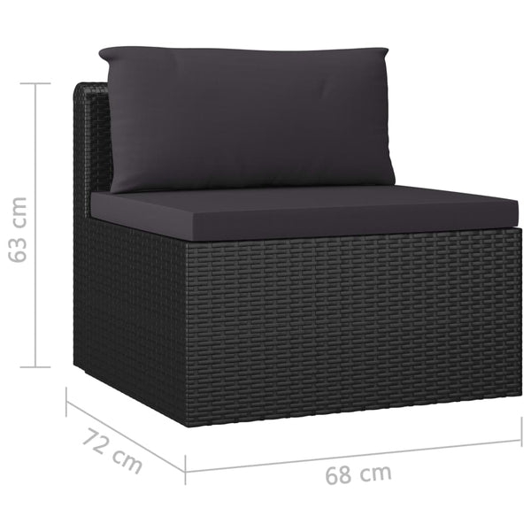 vidaXL 7-Piece Garden Lounge Set with Cushions Poly Rattan Black