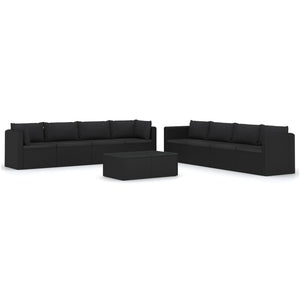 vidaXL 9-piece Garden Lounge Set with Cushions Poly Rattan Black