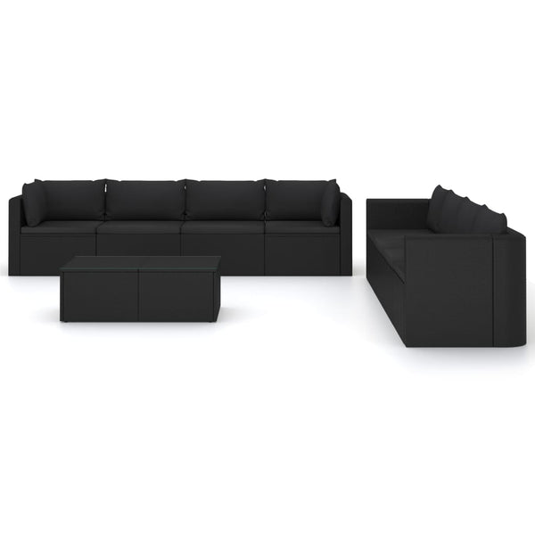 vidaXL 9-piece Garden Lounge Set with Cushions Poly Rattan Black