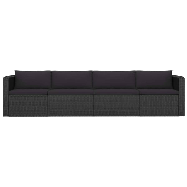 vidaXL 9-piece Garden Lounge Set with Cushions Poly Rattan Black