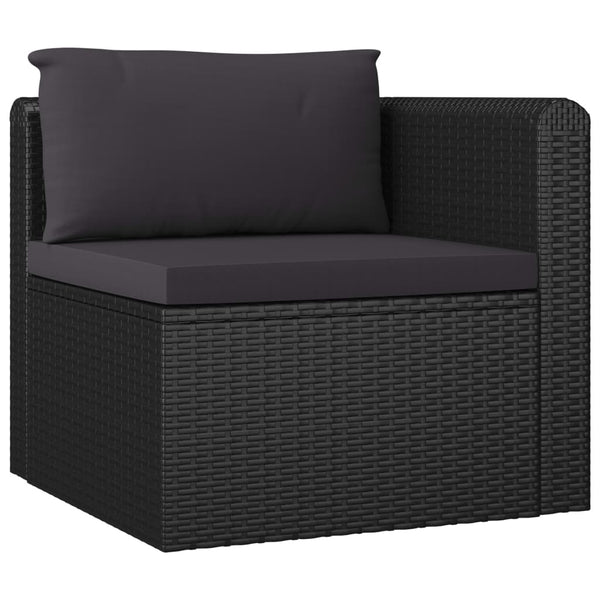 vidaXL 9-piece Garden Lounge Set with Cushions Poly Rattan Black