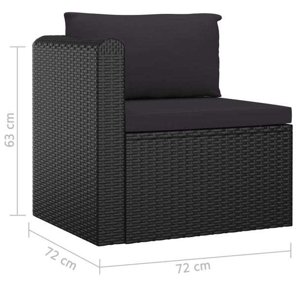 vidaXL 9-piece Garden Lounge Set with Cushions Poly Rattan Black