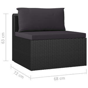 vidaXL 9-piece Garden Lounge Set with Cushions Poly Rattan Black