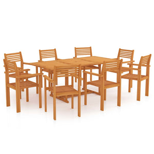 vidaXL 9-piece Outdoor Dining Set Solid Teak Wood
