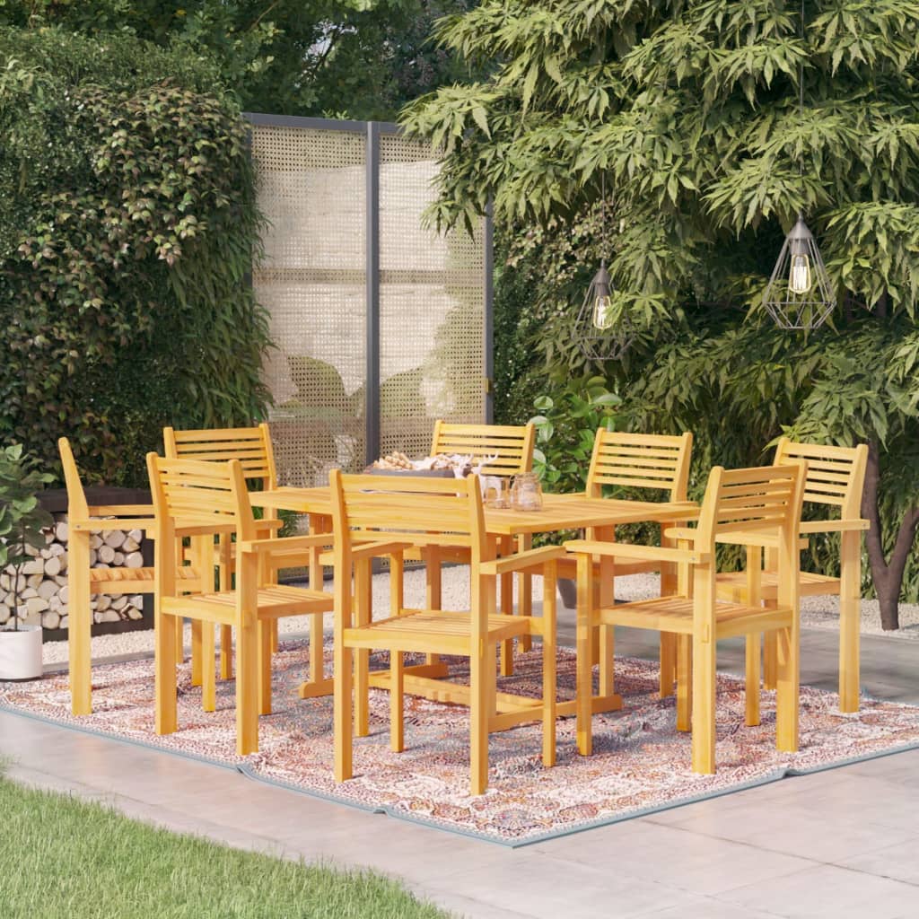 vidaXL 9-piece Outdoor Dining Set Solid Teak Wood