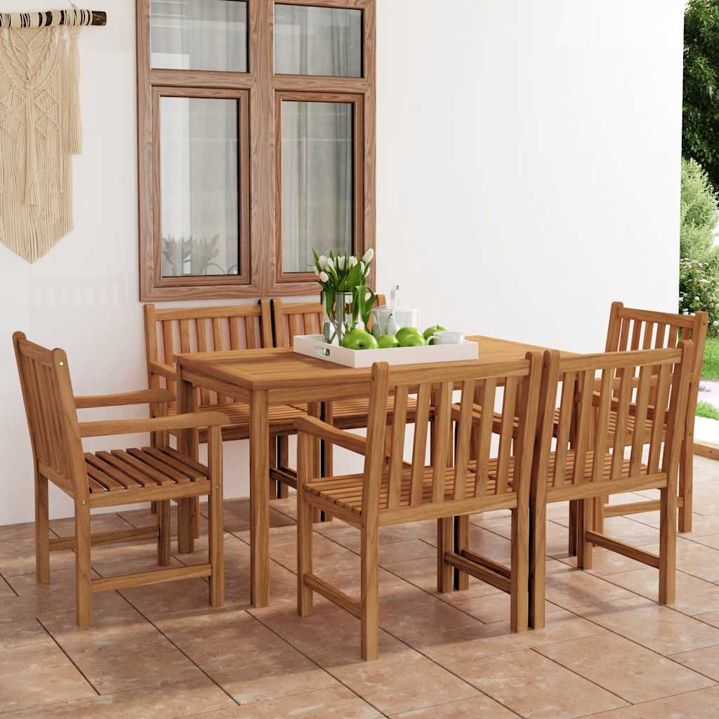 vidaXL 7-Piece Garden Dining Set 140 x 80 cm Solid Teak Wood
