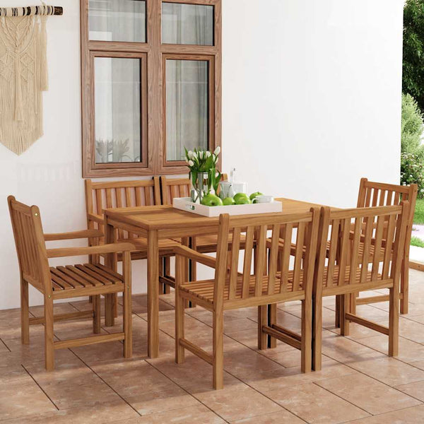 vidaXL 7-Piece Garden Dining Set 140 x 80 cm Solid Teak Wood