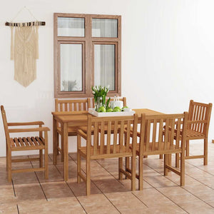 vidaXL 7-Piece Outdoor Dining Set 150 x 90 cm Solid Teak Wood