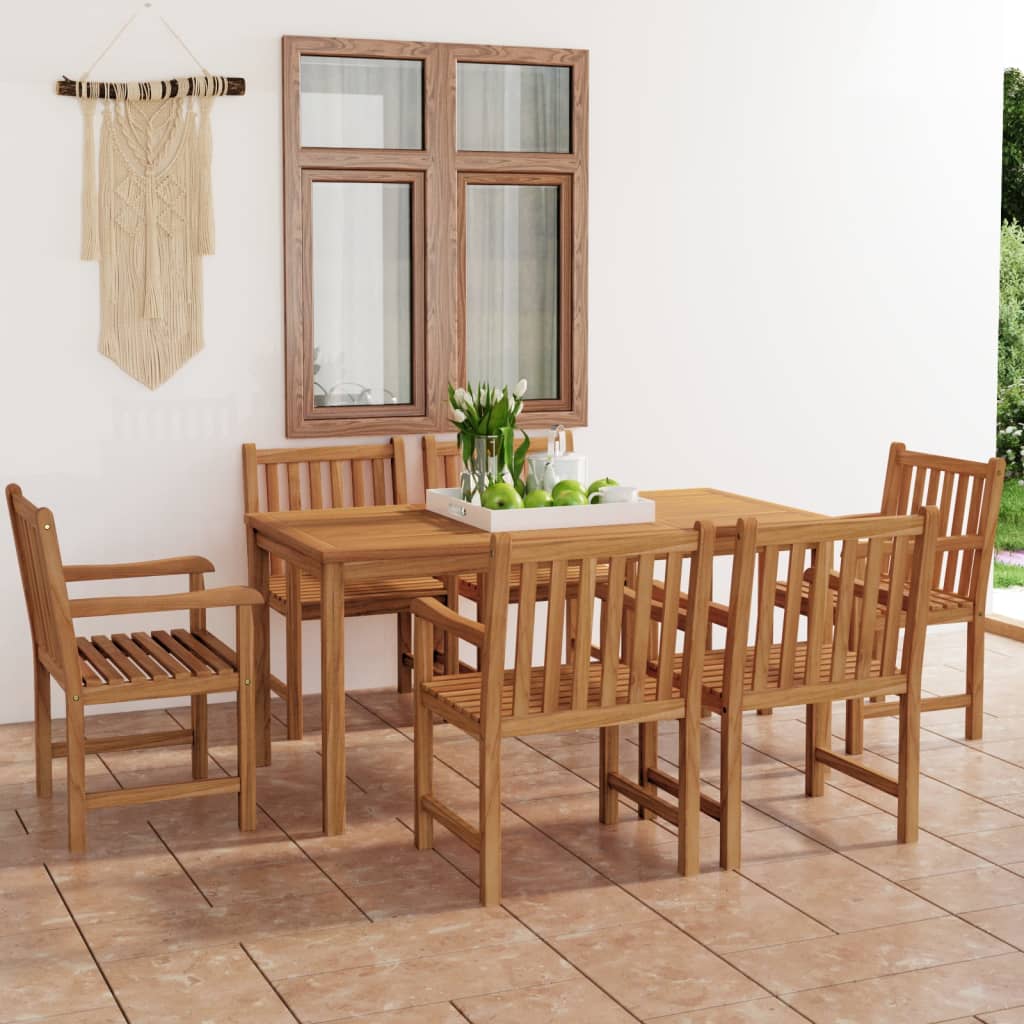 vidaXL 7-Piece Garden Dining Set 160 x 80 cm Solid Teak Wood