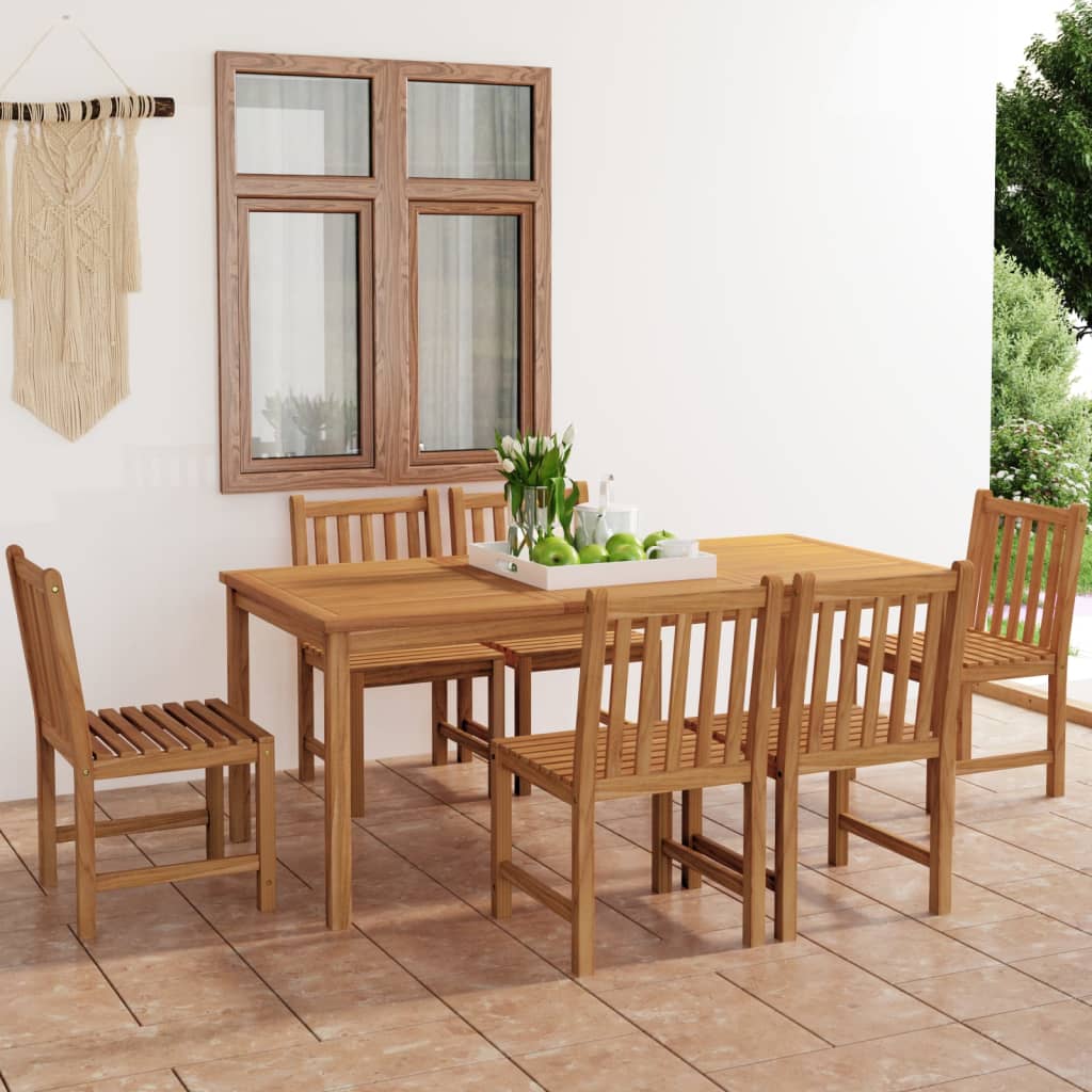 vidaXL 7-Piece Garden Dining Set 180 x 90 cm Solid Teak Wood