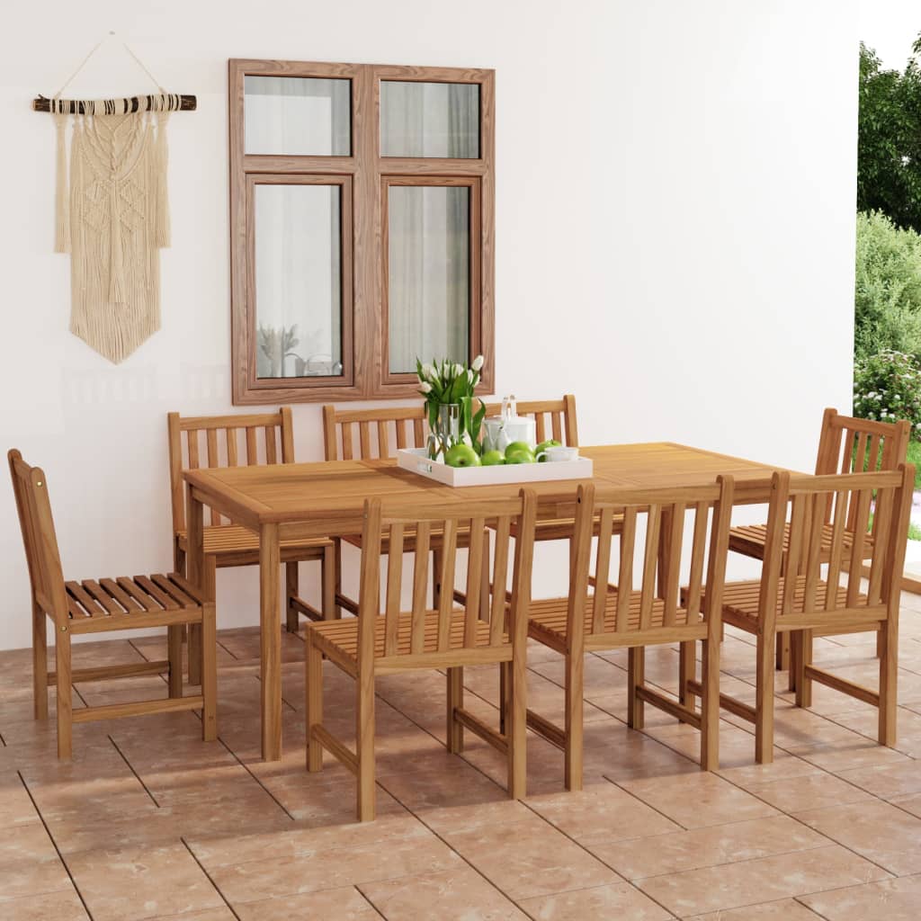 vidaXL 9-piece Garden Dining Set 200 x 100 cm Solid Teak Wood