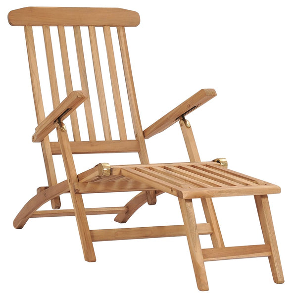 vidaXL Garden Loungers with Footrests and Table Solid Teak Wood