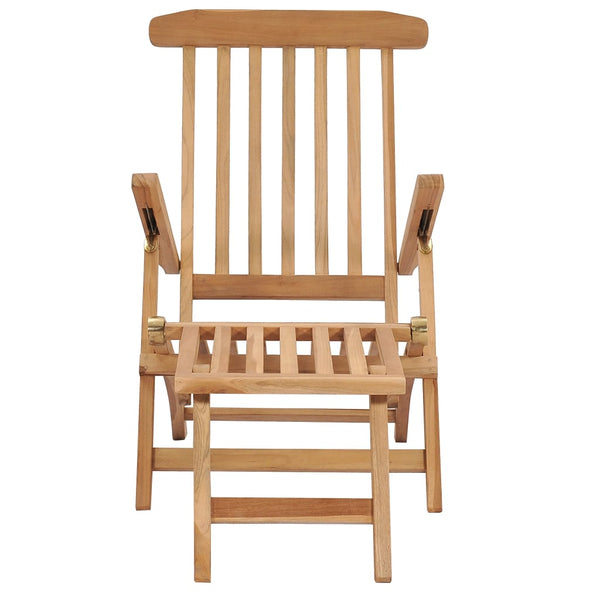 vidaXL Garden Loungers with Footrests and Table Solid Teak Wood