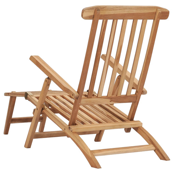 vidaXL Garden Loungers with Footrests and Table Solid Teak Wood