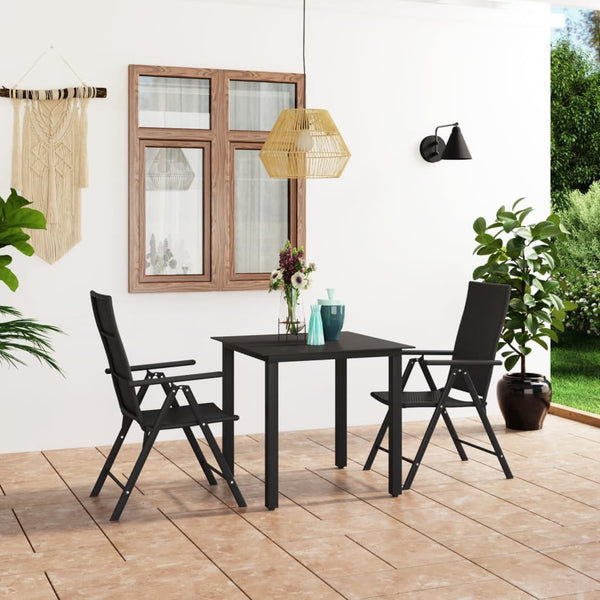 vidaXL 3-Piece Outdoor Dining Set Black