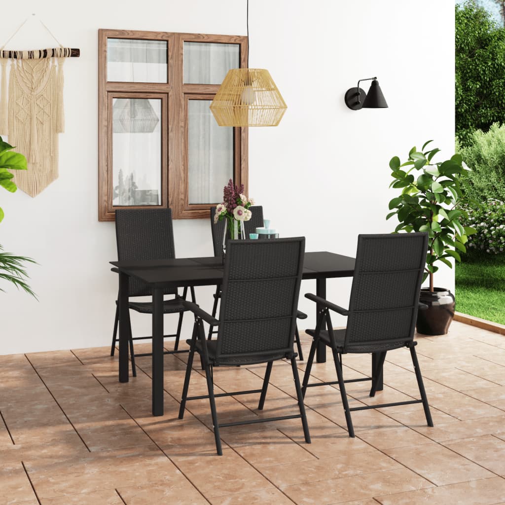 vidaXL 5-piece Outdoor Dining Set Black