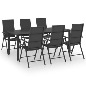 vidaXL 7-Piece Outdoor Dining Set Black
