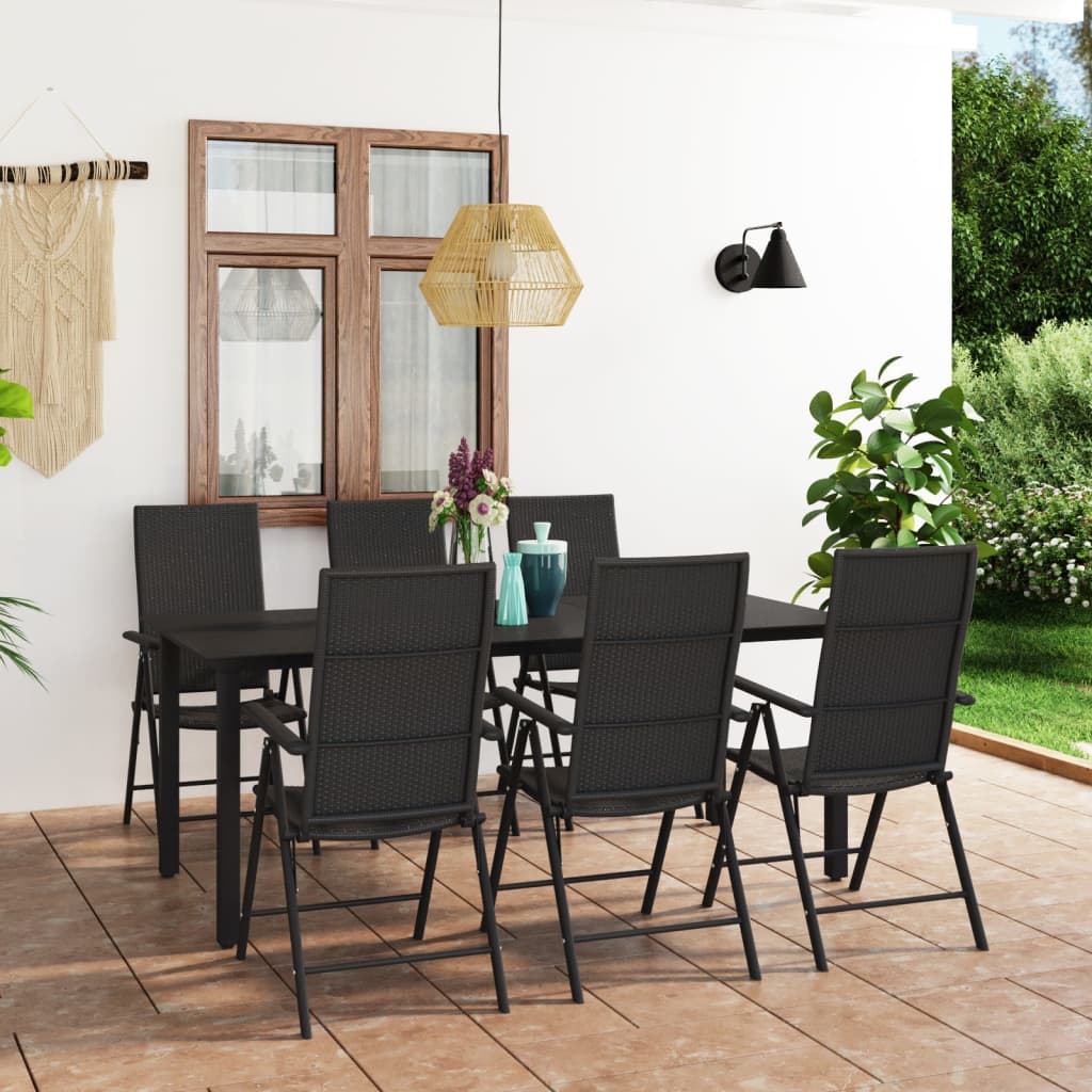 vidaXL 7-Piece Outdoor Dining Set Black