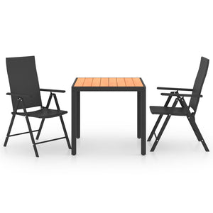 vidaXL 3-Piece Outdoor Dining Set Black and Brown