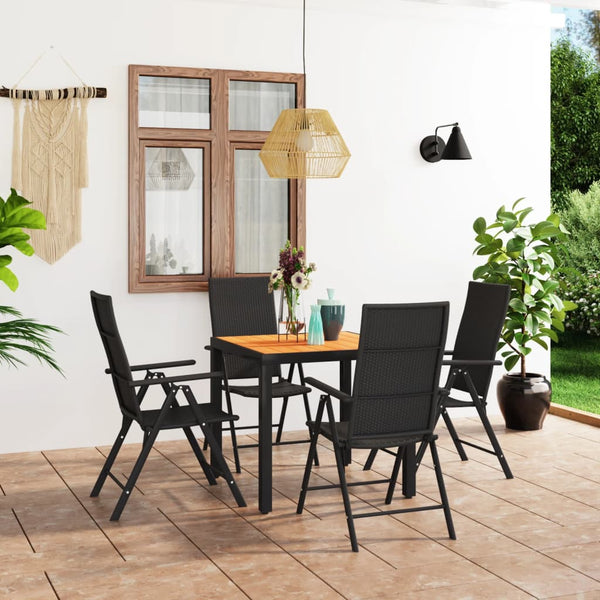 vidaXL 5-Piece Garden Dining Set Black and Brown