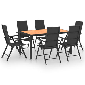 vidaXL 7-Piece Garden Dining Set Black and Brown