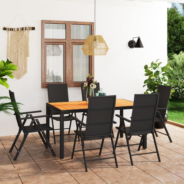 vidaXL 7-Piece Garden Dining Set Black and Brown
