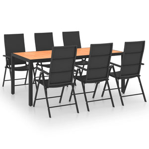 vidaXL 7-Piece Garden Dining Set Black and Brown