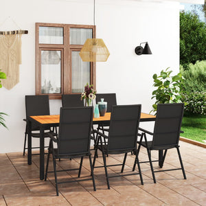 vidaXL 7-Piece Garden Dining Set Black and Brown