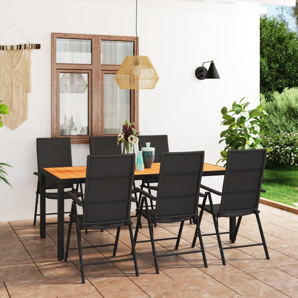 vidaXL 7-Piece Garden Dining Set Black and Brown
