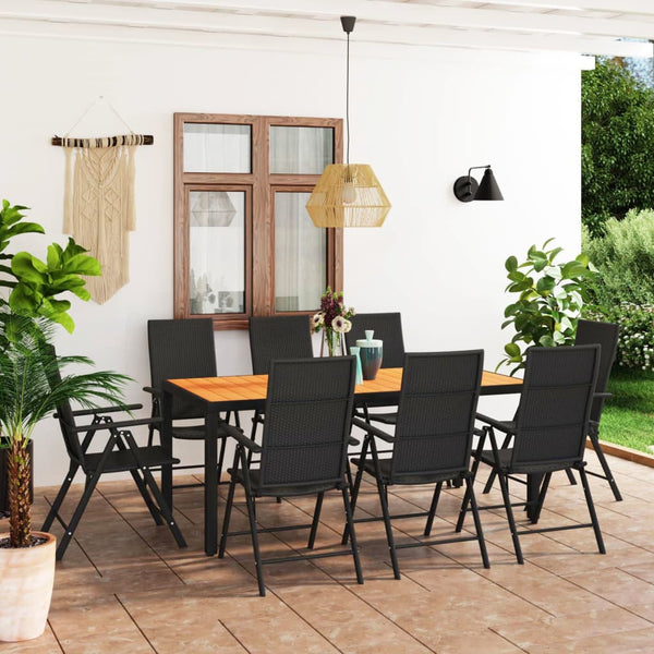 vidaXL 9-piece Outdoor Dining Set Black and Brown