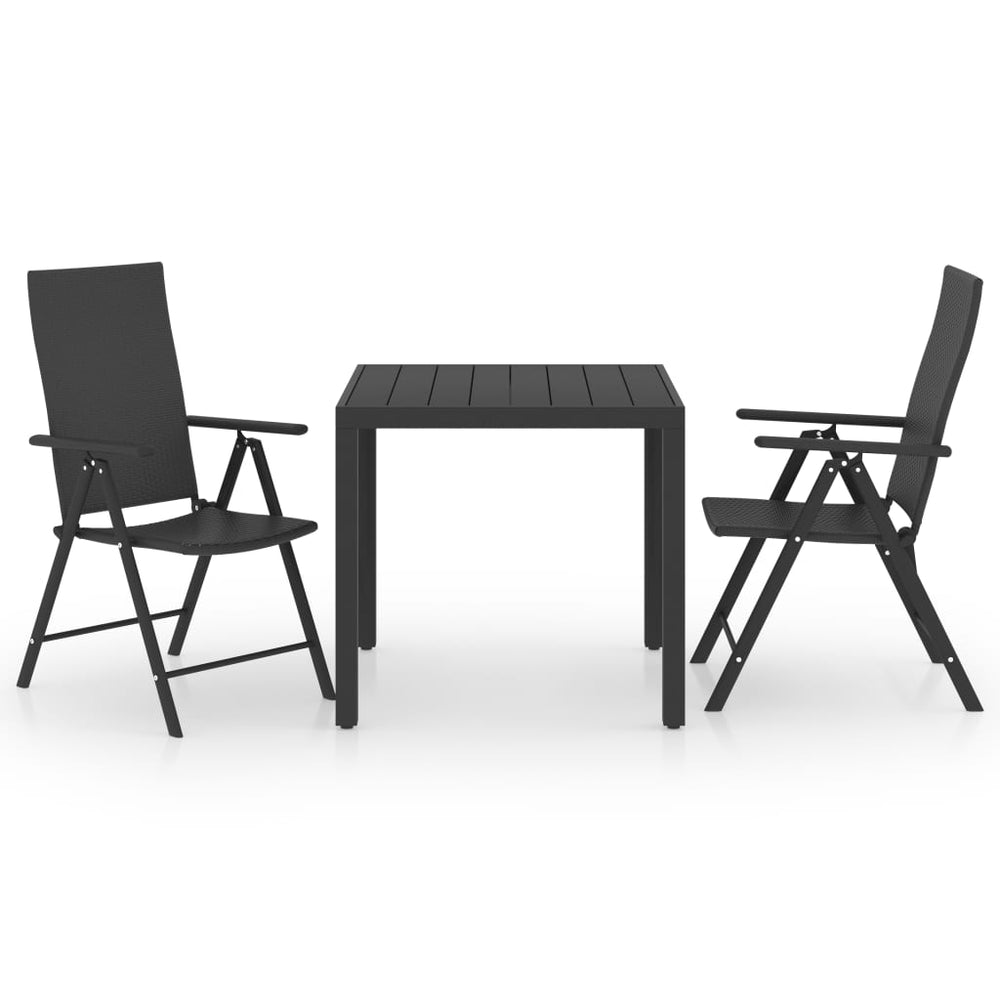 vidaXL 3-Piece Outdoor Dining Set Black