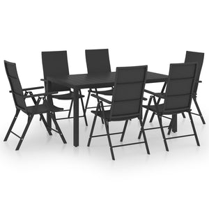 vidaXL 7-Piece Outdoor Dining Set Black