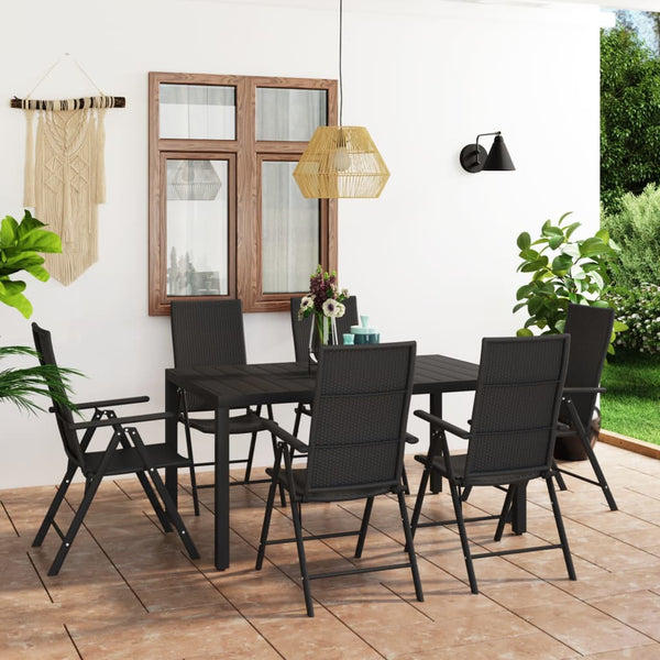 vidaXL 7-Piece Outdoor Dining Set Black