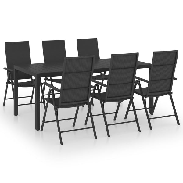 vidaXL 7-Piece Outdoor Dining Set Black