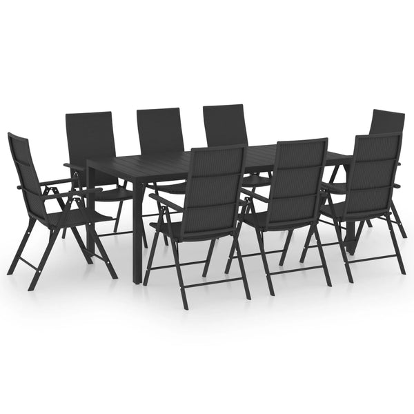 vidaXL 9-piece Garden Dining Set Black