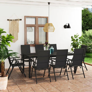 vidaXL 9-piece Garden Dining Set Black