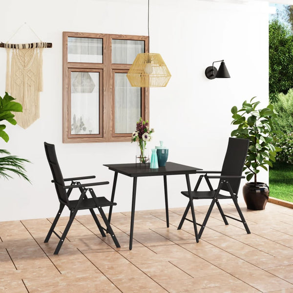 vidaXL 3-Piece Outdoor Dining Set Black