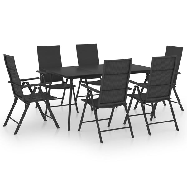 vidaXL 7-Piece Outdoor Dining Set Black