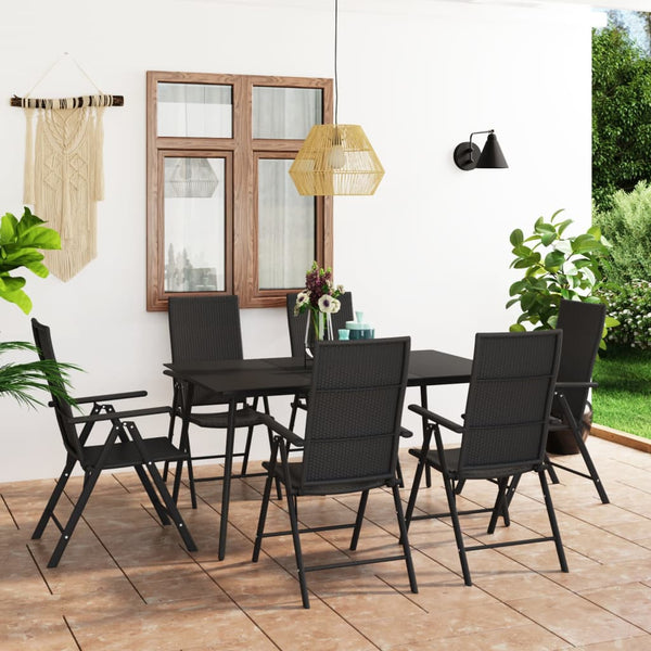 vidaXL 7-Piece Outdoor Dining Set Black