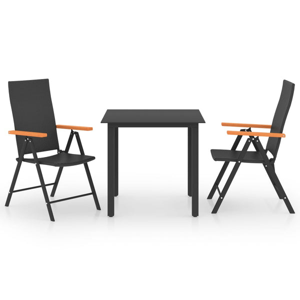 vidaXL 3-Piece Outdoor Dining Set Black and Brown