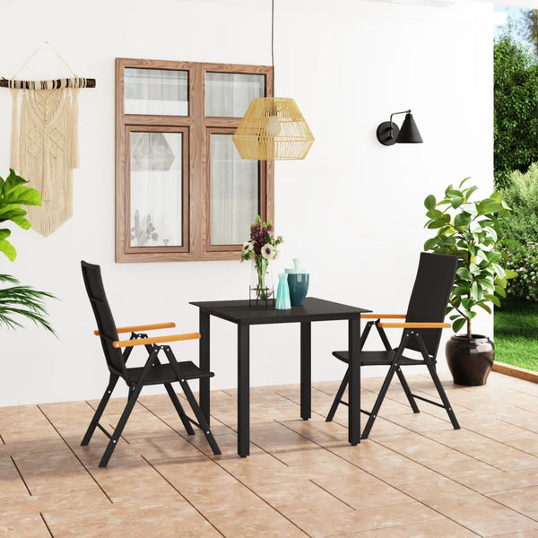 vidaXL 3-Piece Outdoor Dining Set Black and Brown