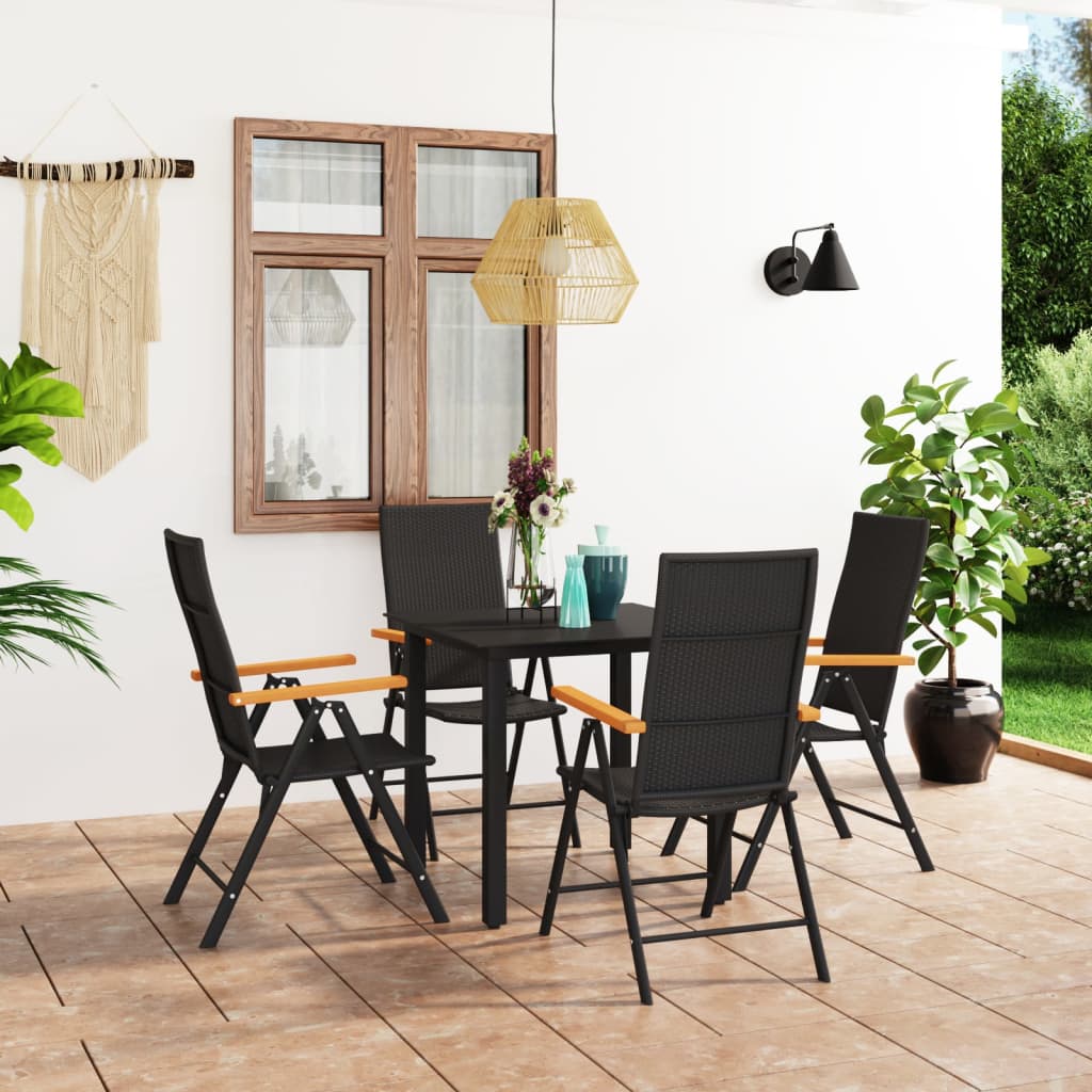 vidaXL 5-Piece Garden Dining Set Black and Brown